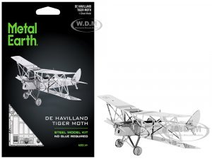Model Kit De Havilland Tiger Moth Trainer Aircraft (Moderate Difficulty) Steel Model by Metal Earth