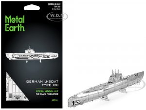 Model Kit German U-Boat Type XXI Submarine (Challenging Difficulty) Steel Model by Metal Earth