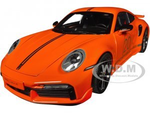 2021 Porsche 911 (992) Turbo S Coupe Sport Design #20 Orange with Silver Stripes CLDC Exclusive Series