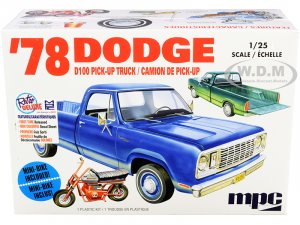 1978 Dodge D100 Pickup Truck with Mini Bike 1 25 Scale Model by MPC