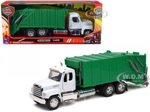 Freightliner 114SD Garbage Truck White and Green Long Haul Trucker Series