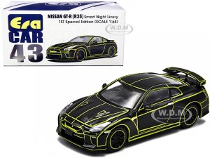 Nissan GT-R (R35) RHD (Right Hand Drive) Smart Night Livery Black with Yellow Stripes 1st Special Edition