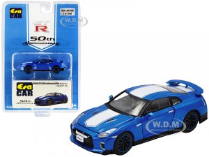 Nissan GT-R RHD (Right Hand Drive) Bayside Blue with White Stripe 50th Anniversary Edition
