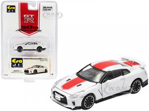 Nissan GT-R RHD (Right Hand Drive) Pearl White with Red Stripe 50th Anniversary Edition