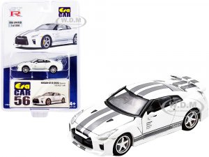 Nissan GT-R (R35) Saurus RHD (Right Hand Drive) White with Gray Stripes