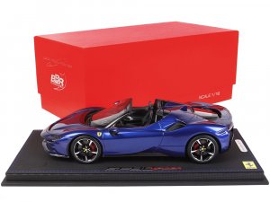 Ferrari SF90 Spider Convertible Blue Elettrico Metallic with DISPLAY CASE
