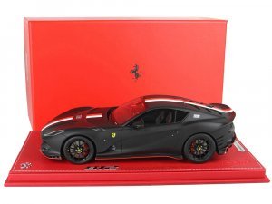 Ferrari 812 Competizione #16 Matt Black with Red and White Stripes with DISPLAY CASE