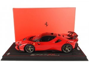 Ferrari SF90 XX Stradale Rosso Corsa 322 Red with Black Top with DISPLAY CASE