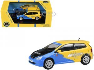 2001 Honda Civic Type R EP3 Blue and Yellow with Black Hood Spoon Sports