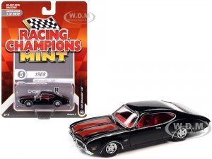 1969 Oldsmobile 442 Black with Red Stripes and Red Interior Racing Champions Mint 2022 Release 2
