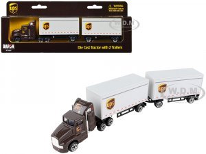 UPS Truck with Double Pup Trailers Brown United Parcel Service