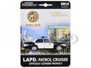 Ford Crown Victoria Police Cruiser Black and White Los Angeles Police Department with Police Sign