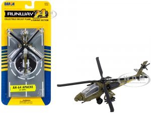 Boeing AH-64 Apache Helicopter Olive Drab United States Army with Runway Section