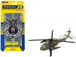 Sikorsky UH-60 Black Hawk Helicopter Olive Drab United States Army with Runway Section