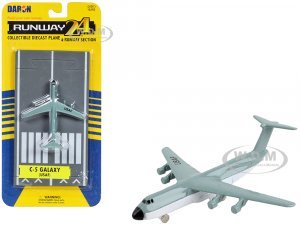 Lockheed C-5 Galaxy Transport Aircraft Gray and White United States Air Force with Runway Section