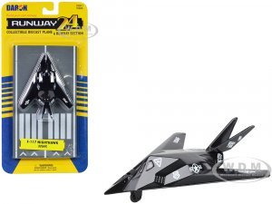 Lockheed F-117 Nighthawk Stealth Aircraft Black United States Air Force with Runway Section