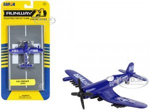 Vought F4U Corsair Fighter Aircraft Blue United States Marine Corps with Runway Section