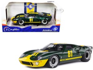Ford GT40 Mk1 RHD (Right Hand Drive) #61 Racing Custom Green Metallic with Yellow Stripes Competition Series
