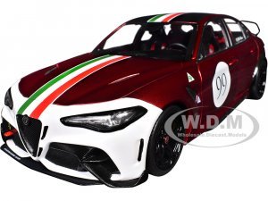 2022 Alfa Romeo Giulia GTAm #99 Red Metallic with Black Top and Italian Flag Stripes Mugello 1969 Livery Competition Series