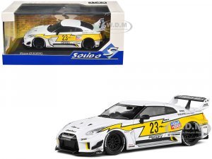 2019 Nissan GTR35 LBWK Silhouette RHD (Right Hand Drive) #23 White with Yellow Graphics