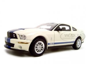 2007 Ford Mustang Shelby GT500 White with Blue Stripes