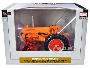Minneapolis Moline U Gas Narrow Front Tractor with 2-Row Cultivator Orange Classic Series 1 16
