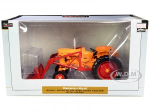 Minneapolis Moline 445 Wide Front Tractor with Loader Orange and Red Classic Series 1 16
