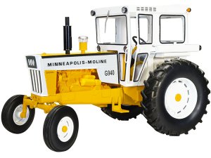 Minneapolis Moline G940 Diesel Wide Front Tractor with Cab Yellow and White Classic Series 1/16