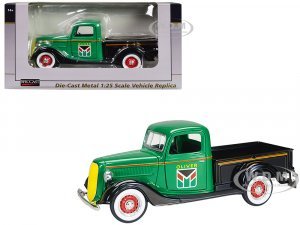 1937 Ford Pickup Truck Oliver Green with Black Truck Bed and Fenders 1 25