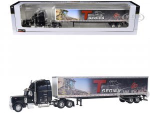Peterbilt 379 Sleeper Cab Black with Trailer Gleaner T Series