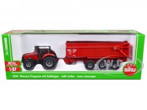 Massey Ferguson 8480 Dyna VT Tractor Red with Silver Top and Krampe Dump Trailer Red  (HO)