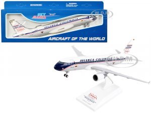 Airbus A320 Commercial Aircraft with Landing Gear Avianca Colombia (N284AV) White and Gray with Blue Stripes (Snap-Fit) Plastic Model by Skymarks