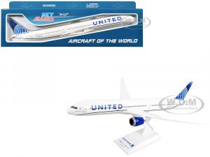 Boeing 787-10 Dreamliner Commercial Aircraft United Airlines (N12010) White with Blue Tail (Snap-Fit) Plastic Model by Skymarks