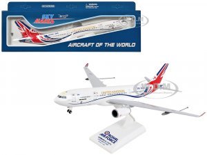 Airbus A330 MRTT Voyager Commercial Aircraft with Landing Gear United Kingdom Royal Air Force (ZZ336) White with Red and Blue Stripes (Snap-Fit) Plastic Model by Skymarks
