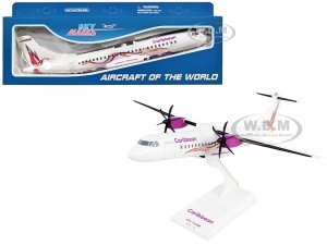 ATR 72-600 Commercial Aircraft Caribbean Airlines (9Y-TTI) White with Graphics (Snap-Fit) Plastic Model by Skymarks