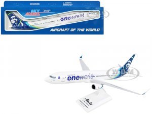 Boeing 737-900 Commercial Aircraft Alaska Airlines - One World (N487AS) White with Blue Tail (Snap-Fit) Plastic Model by Skymarks