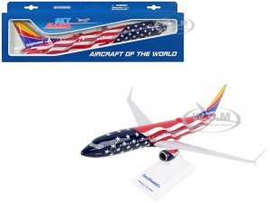 Boeing 737-800 Commercial Aircraft Southwest Airlines - Freedom One (N500WR) USA Flag Livery (Snap-Fit) Plastic Model by Skymarks