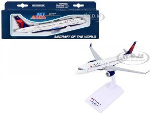 Airbus A220-300 Commercial Aircraft Delta Air Lines (N301DU) White with Red and Blue Tail (Snap-Fit) Plastic Model by Skymarks