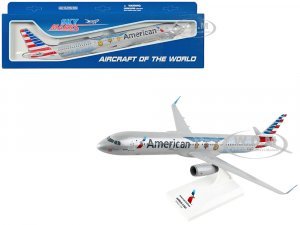 Airbus A321 Commercial Aircraft American Airlines - Medal of Honor (N167AN) Gray with Red and Blue Tail (Snap-Fit) Plastic Model by Skymarks