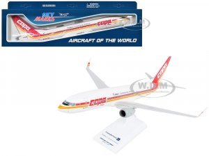 Boeing 737-800 Commercial Aircraft Copa Airlines (HP-7371CMP) White with Red and Yellow Stripes (Snap-Fit) Plastic Model by Skymarks