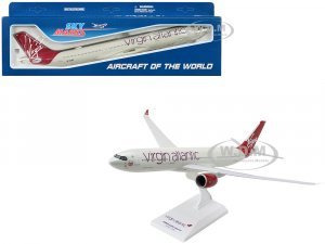 Airbus A330-900 Commercial Aircraft Virgin Atlantic (G-VJAZ) Gray with Red Tail (Snap-Fit) Plastic Model by Skymarks