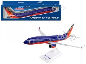 Boeing 737 MAX 8 Commercial Aircraft Southwest Airlines (N872CB) Blue with Red and Orange Stripes (Snap-Fit) Plastic Model by Skymarks