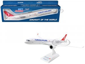 Airbus A350-900 Commercial Aircraft Turkish Airlines (TC-LGJ) White with Red Tail (Snap-Fit) Plastic Model by Skymarks