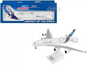 Airbus A380-800 Commercial Aircraft Airbus (F-WWDD) White with Dark Blue Tail (Snap-Fit) Plastic Model by Skymarks