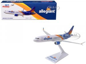 Boeing 737-8200 Commercial Aircraft Allegiant Air (N811NV) White and Blue with Stripes (Snap-Fit) Plastic Model by Skymarks