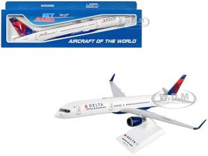 Boeing 757-200 Commercial Aircraft Delta Air Lines (N704X) White with Red and Blue Tail (Snap-Fit) Plastic Model by Skymarks
