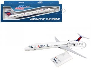 McDonnell Douglas MD-88 Commercial Aircraft Delta Air Lines (N939DL) White with Blue and Red Tail (Snap-Fit) Plastic Model by Skymarks