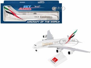 Airbus A380-800 Commercial Aircraft with Landing Gear Emirates Airlines (A6-EEA) White with Tail Graphics (Old Livery) (Snap-Fit) Plastic Model by Skymarks