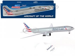 Boeing 777-300ER Commercial Aircraft with Landing Gear American Airlines (N718AN) Gray with Blue and Red Tail (Snap-Fit) Plastic Model by Skymarks