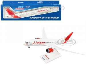 Boeing 787-8 Commercial Aircraft with Landing Gear Avianca Colombia White with Orange Tail (Snap-Fit) Plastic Model by Skymarks